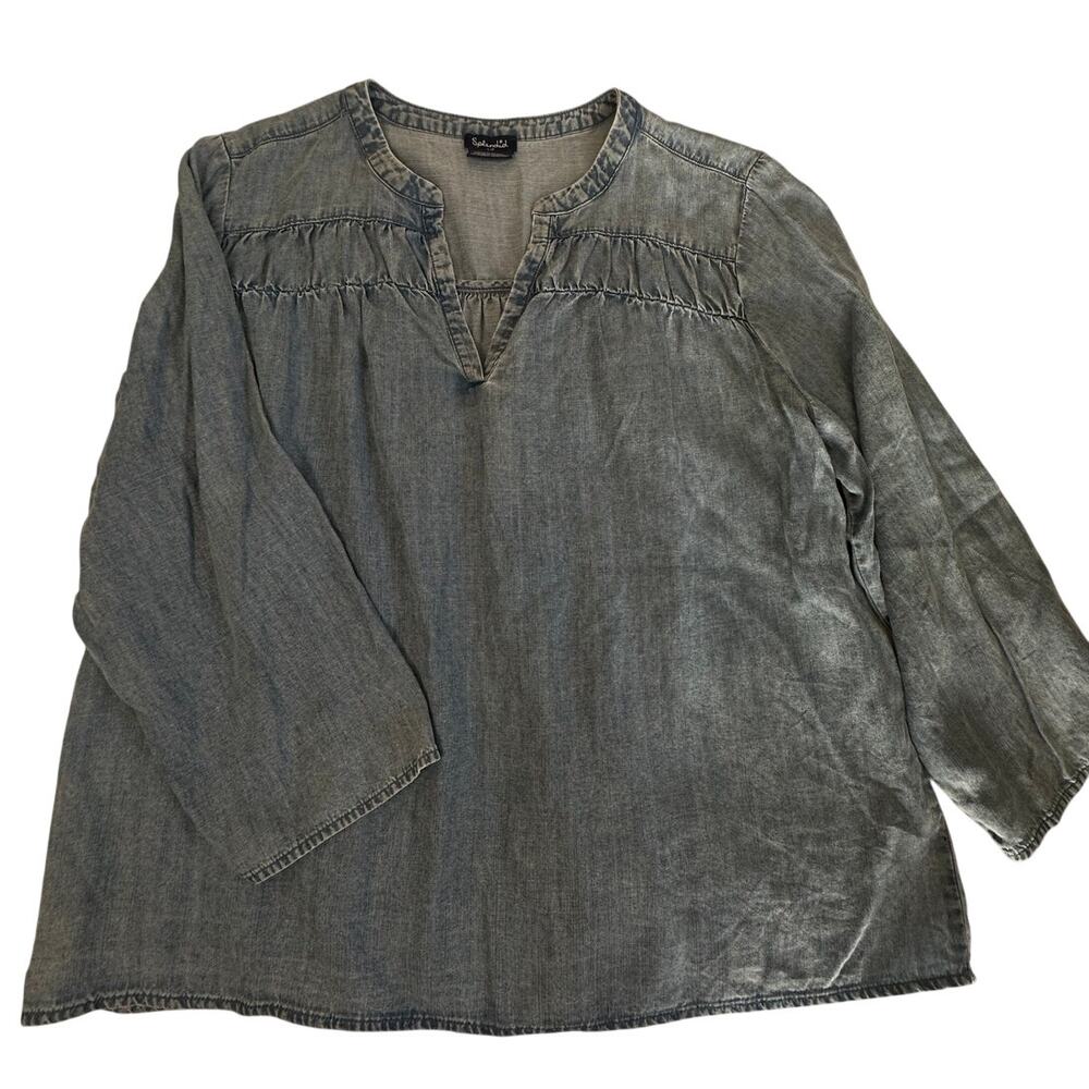 Splendid Women's Relaxed Fit Lightweight Blue Blouse Large